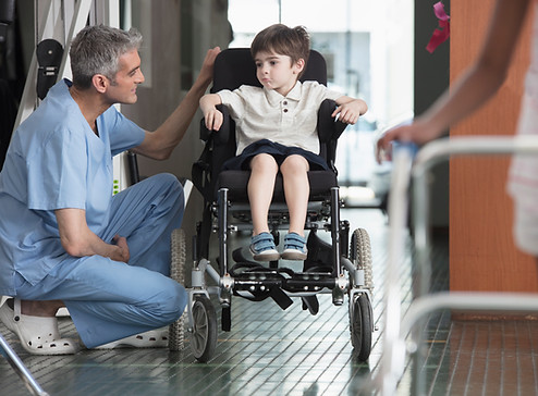 Doctor comforting child