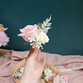 Rose and white ruscus buttonhole