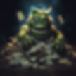 Smiling Shopify monster rolling in cash