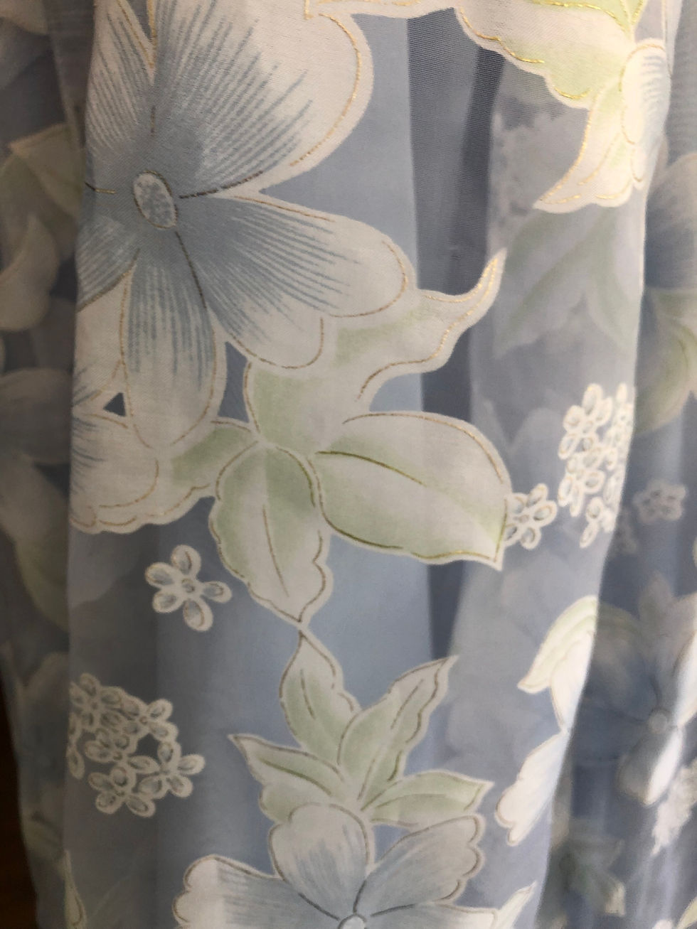 Thumbnail: Alfred Angelo Blue and White crepe halter gown - Sz 12