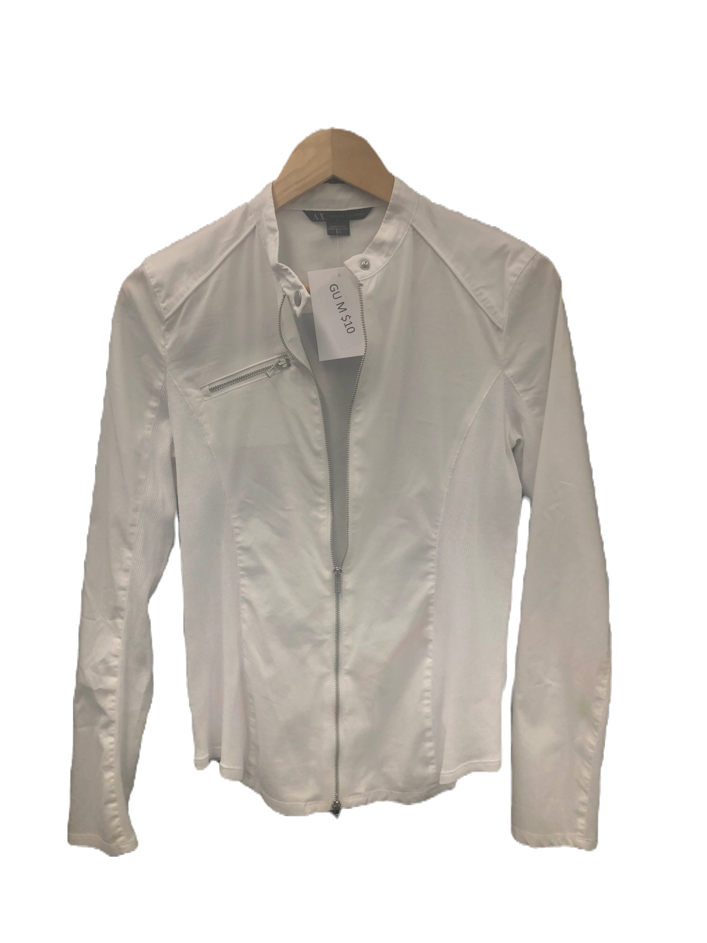 Armani Exchange White Zip up coat/jacket(S)