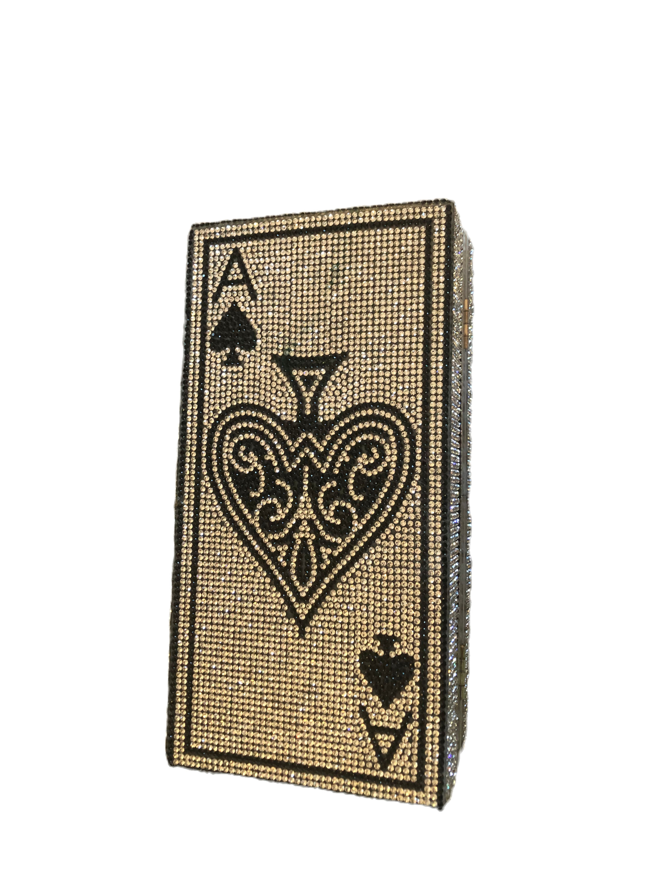 Ace of Spades clutch purse w/wrislet and rhinestones