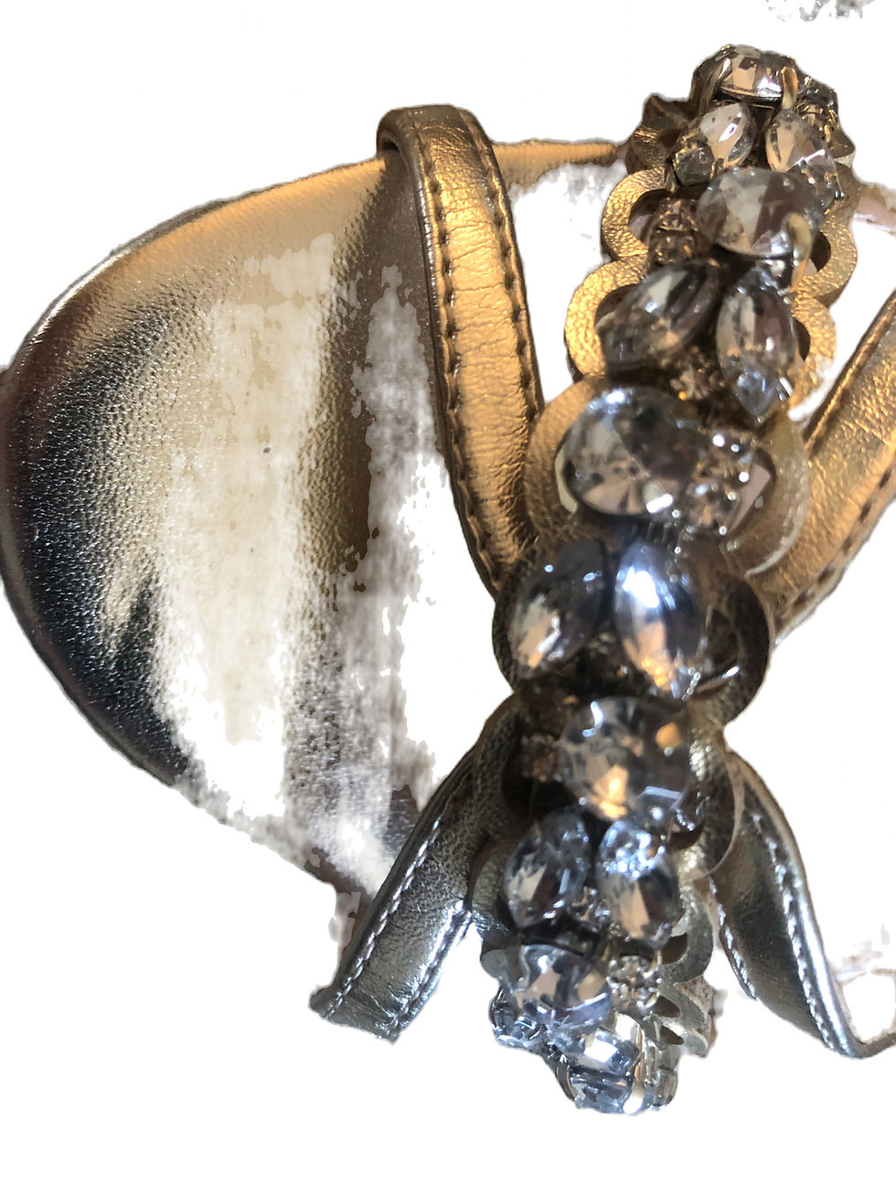 Thumbnail: Bagli Mischka "Flex" Giona Gold Sandals with Rienstones - Sz 10