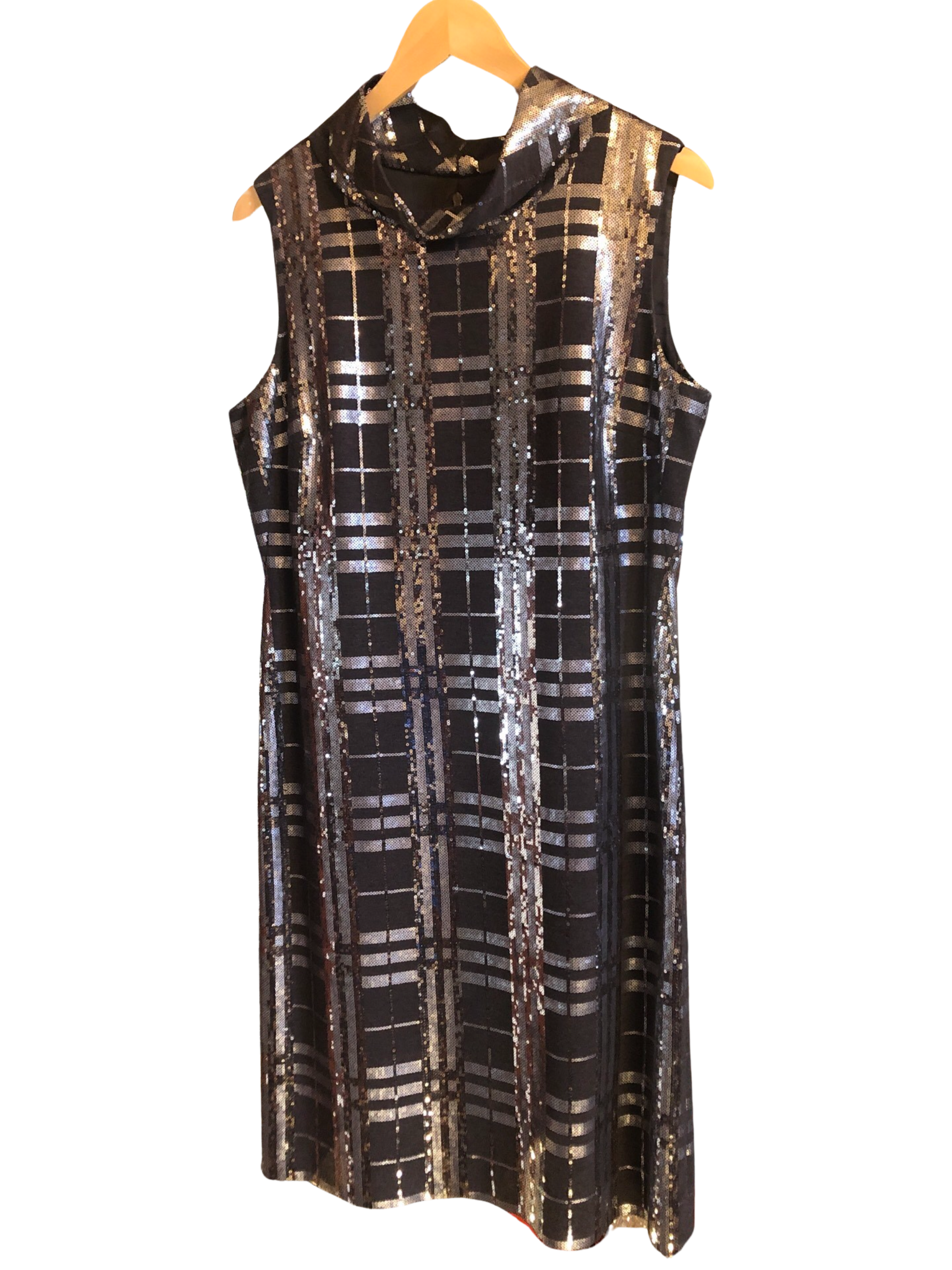 Per Se Silver/Grey Knit shift dress Sz 12