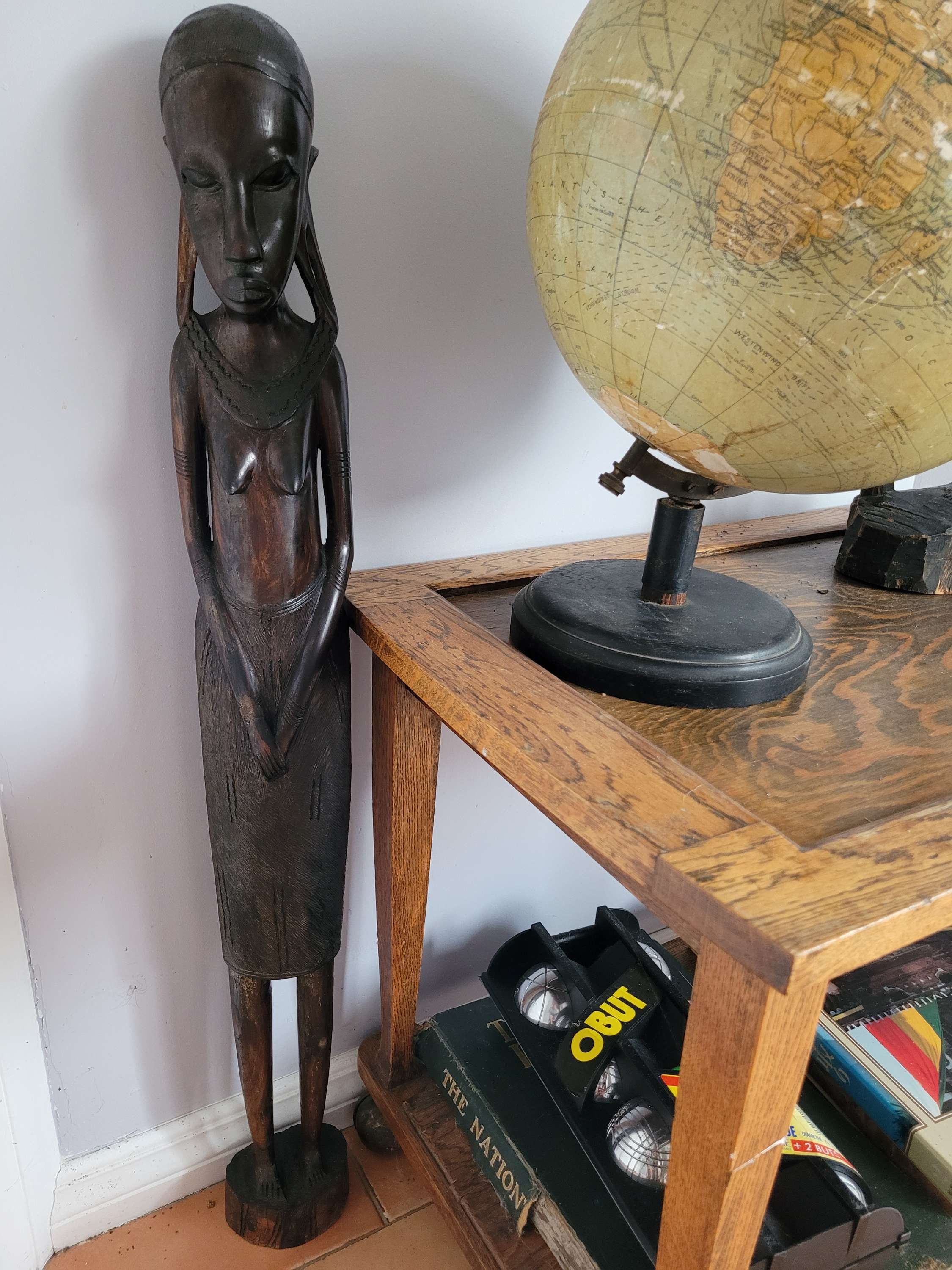Large wooden African female statue 