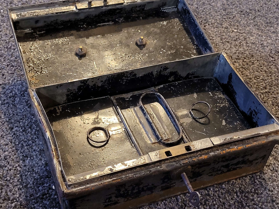 Thumbnail: Antique metal cash box 