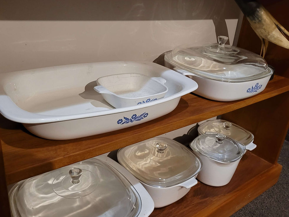 Thumbnail: Vintage Corning Ware casserole dishes and roaster 