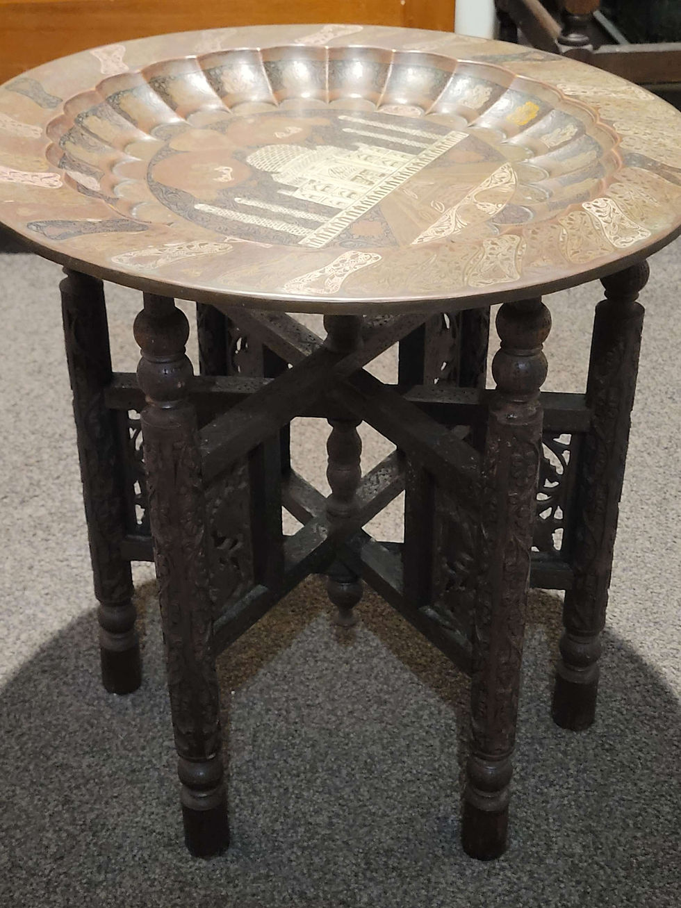 Thumbnail: Brass top Taj mahal folding table 