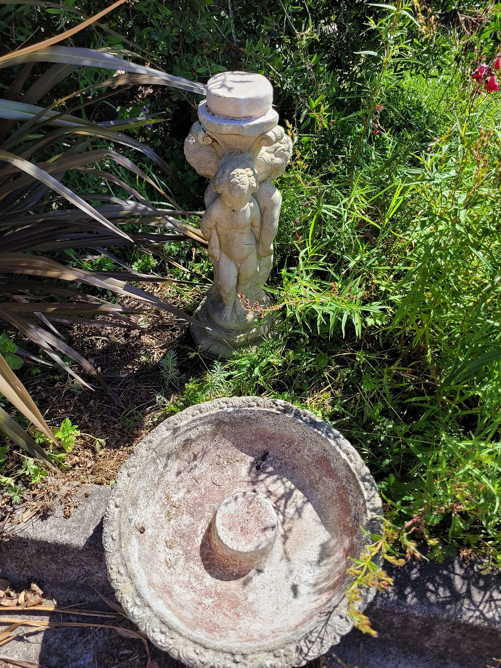 Thumbnail: Lovely vintage concrete bird bath on concrete plinth 