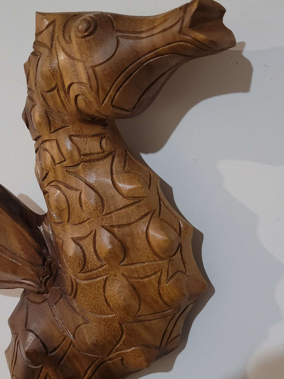 Thumbnail: Lovely folk art large vintage wooden seahorse