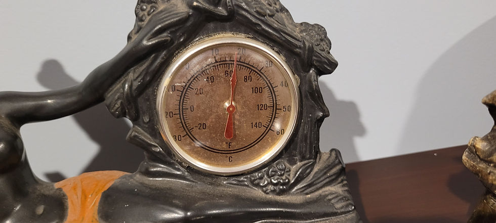 Thumbnail: Retro Barsey style female statuette with thermometer 