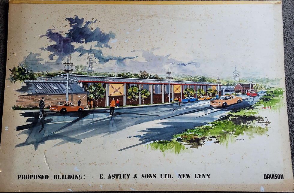 Thumbnail: Vintage architects drawing of old tannery development New Lynn 
