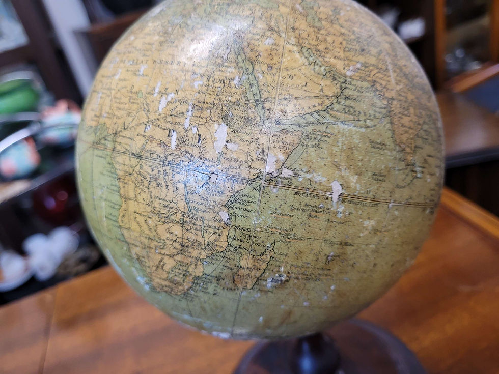 Thumbnail: Antique small globe on wood stand 