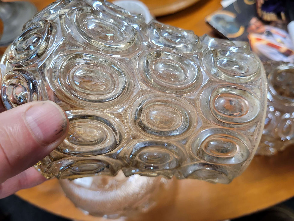 Thumbnail: Six( three pairs) retro glass light shades 