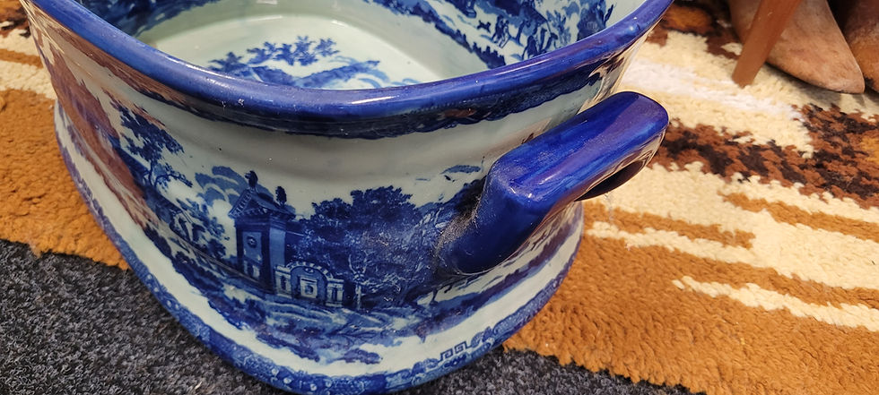 Thumbnail: SOLD! Lovely faux antique blue and white ceramic foot bath 