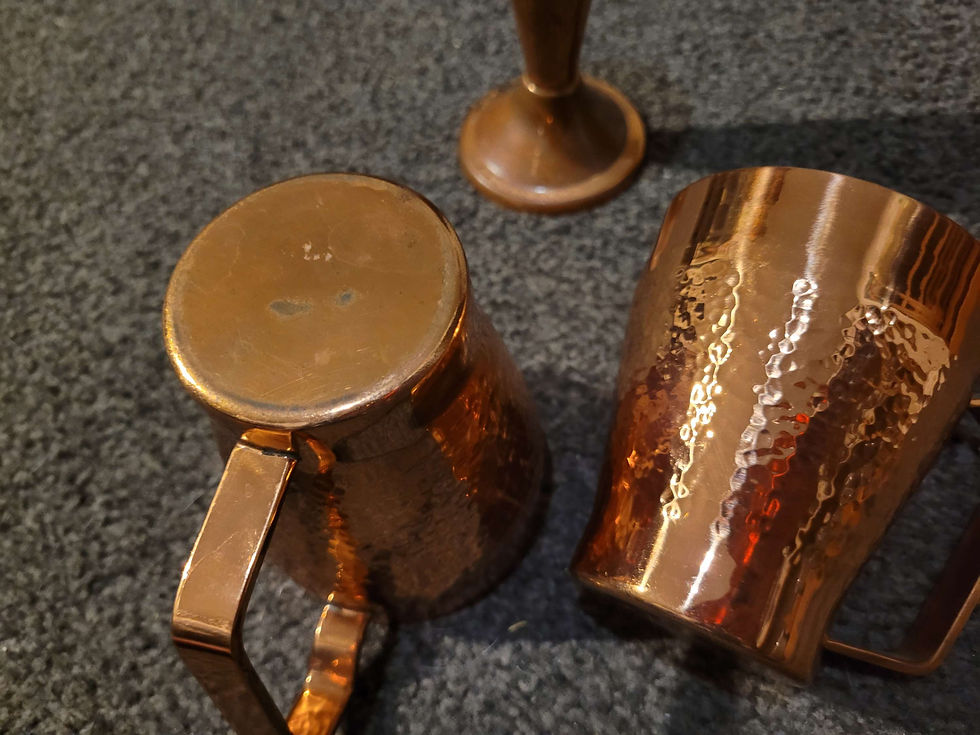 Thumbnail: Vintage copper mugs and vase 