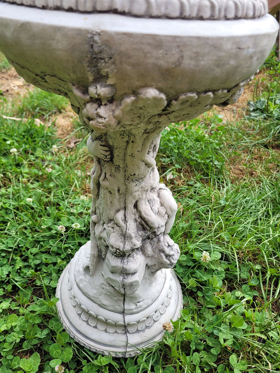 Thumbnail: Concrete cupid statue bird bath 