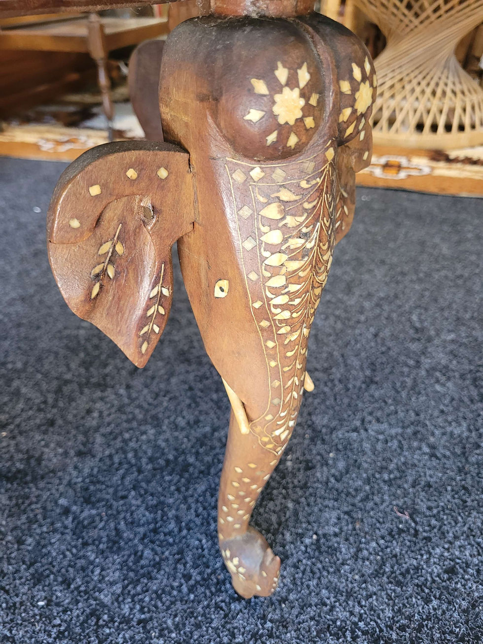 Thumbnail: SOLD ! Vintage Anglo Indian side table with elephant legs