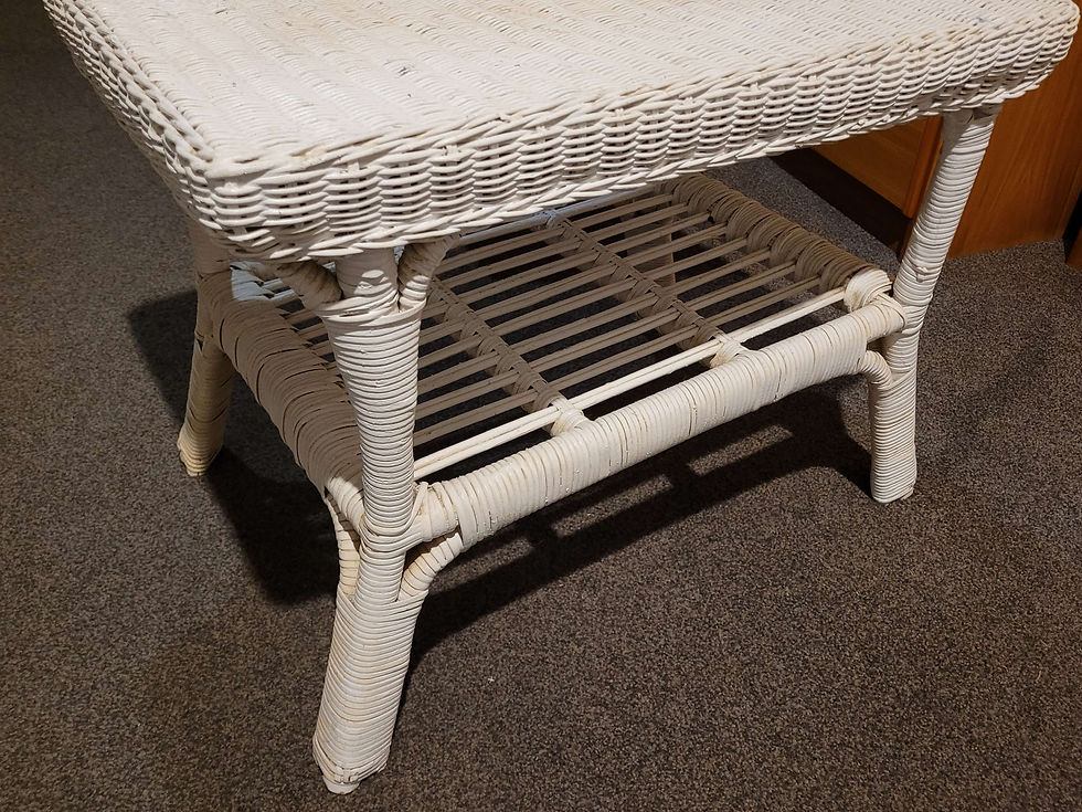 Thumbnail: White cane side table / coffee table 
