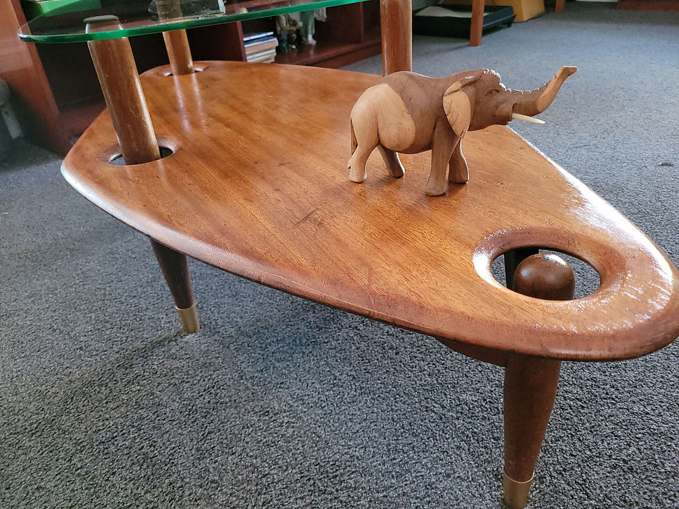 Thumbnail: Jon Jansen organic two tier wood and glass coffee table 