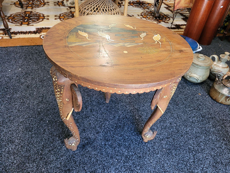 Thumbnail: SOLD ! Vintage Anglo Indian side table with elephant legs
