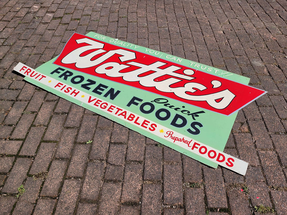 Thumbnail: Vintage Watties frozen food sign