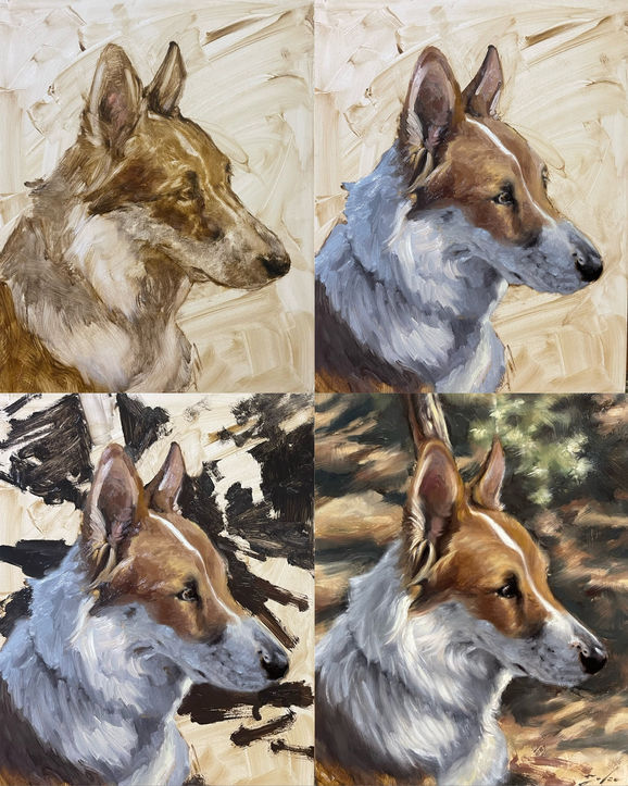 Pet portrait painting step by step 