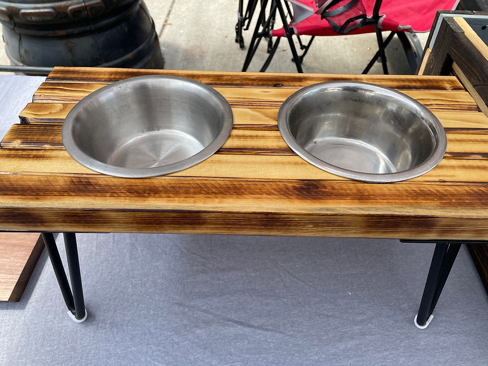 Thumbnail: Scorched/Reclaimed 2x2 Elevated Dog Water/Food Stand