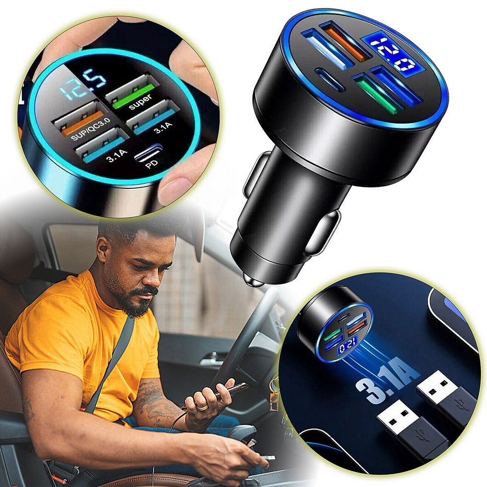 Thumbnail: 5 USB Port Super Fast Car Charger Adapter For iPhone Samsung Android Cell Phone