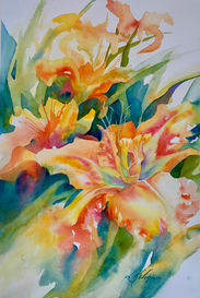 Day Lilies watercolor flowers by Linda Wokoun artist.jpeg