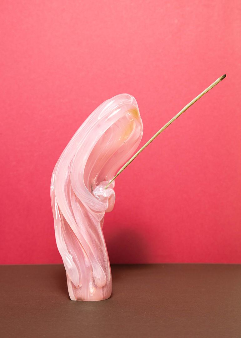 Pink handmade glass sculpture