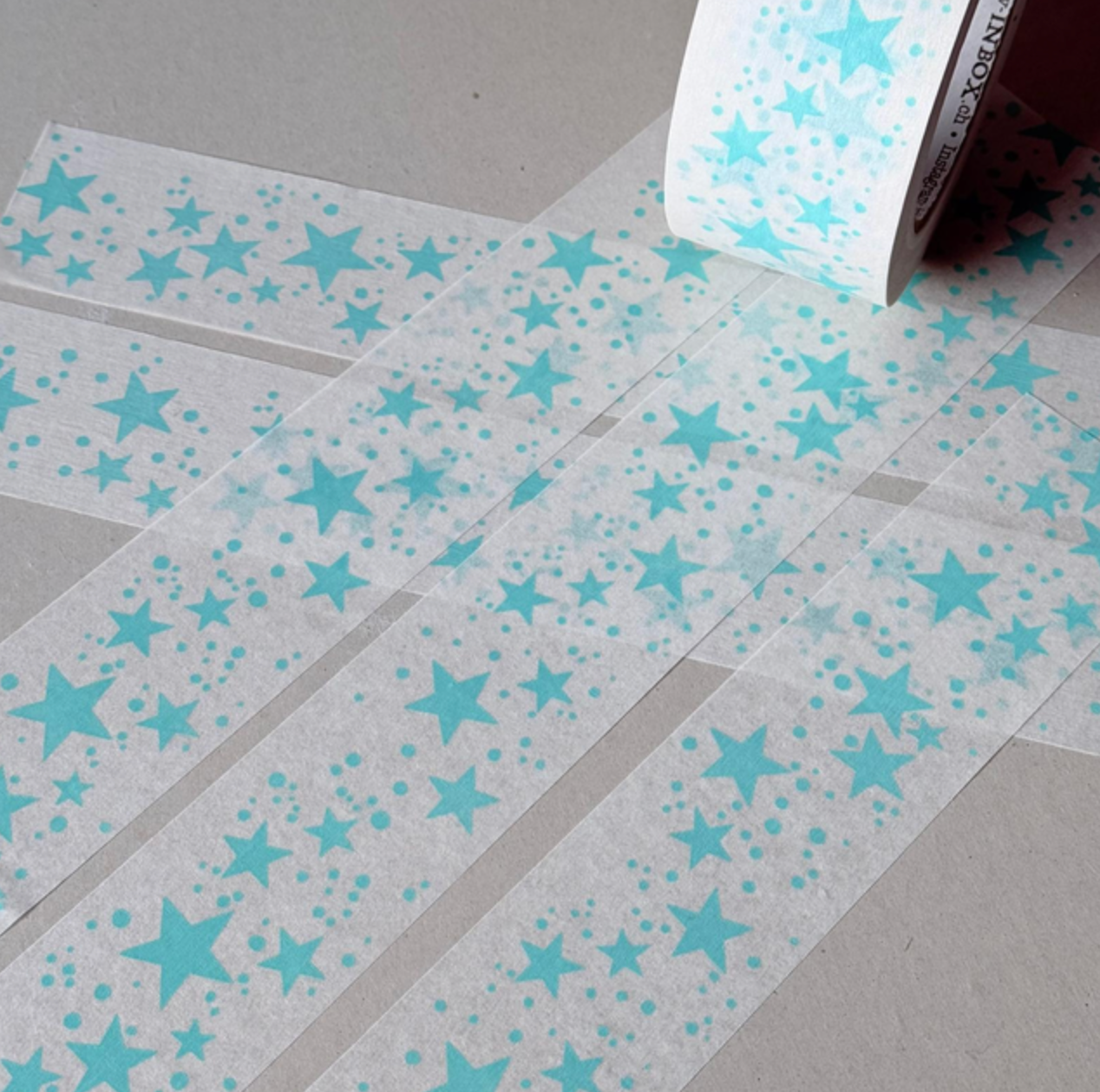 Klebeband von Inbox Sterne türkis 5cm/50 Meter