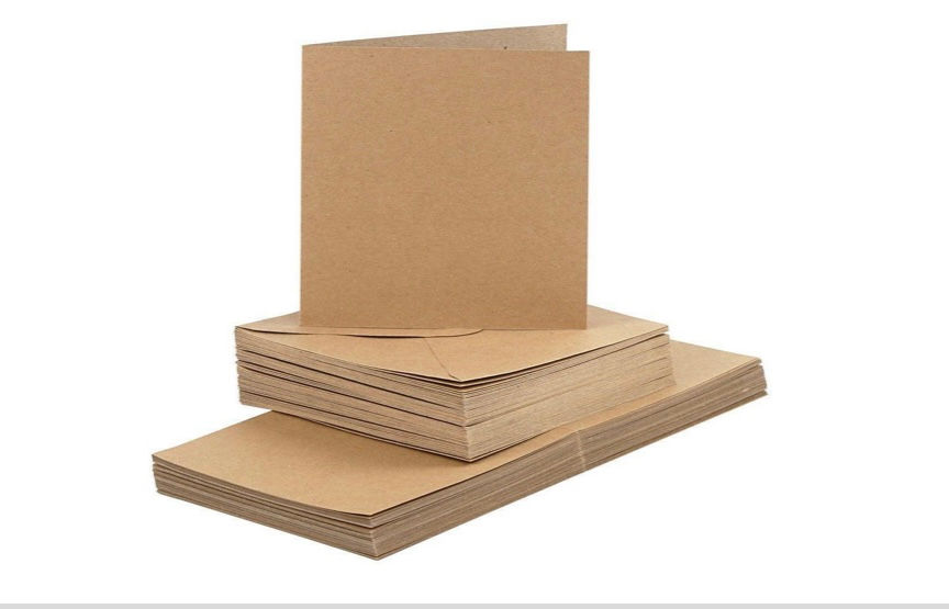 50 Klapp Karten 15x15 cm und 50 Kuvert kraft