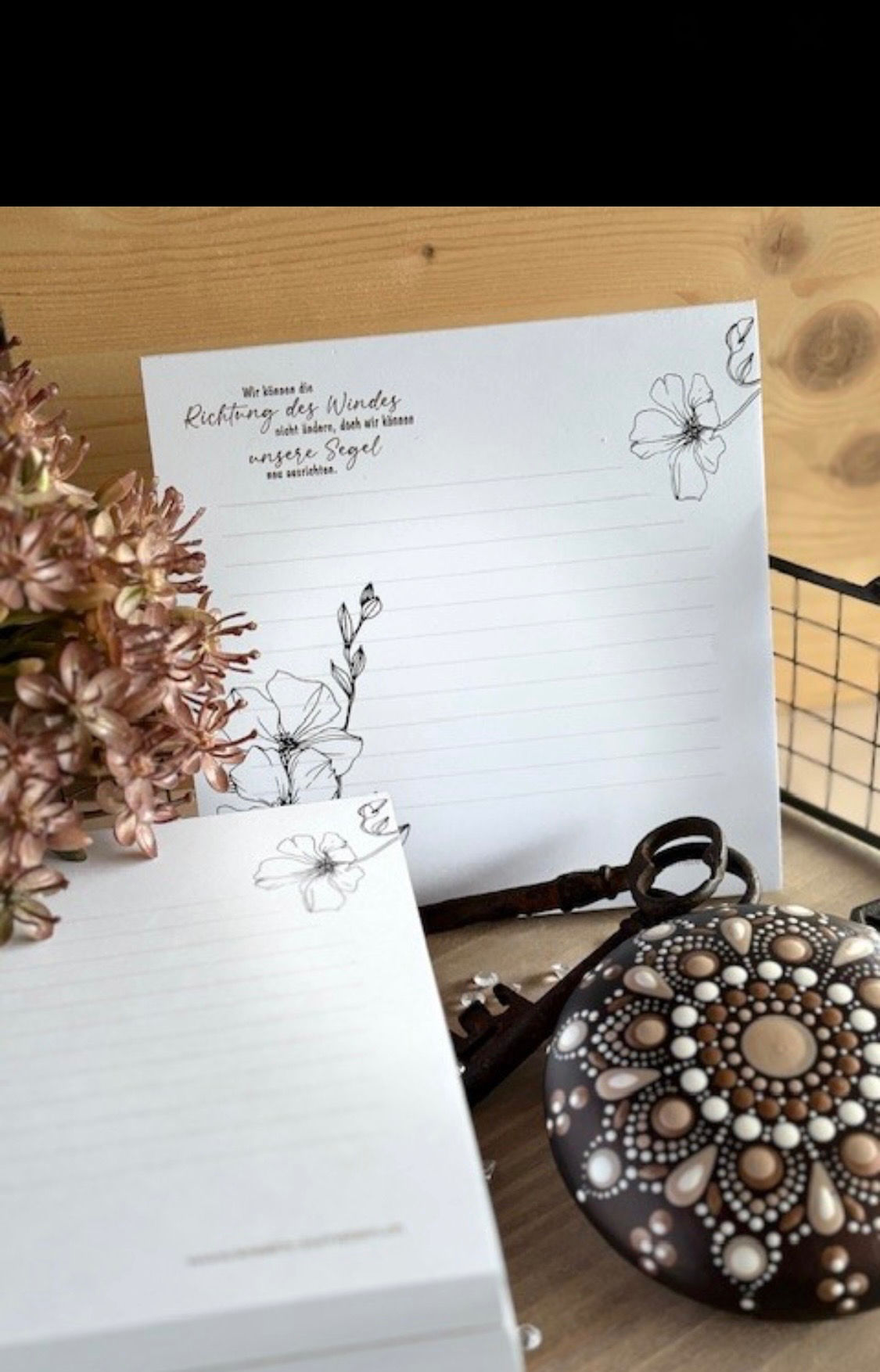 Papierblöckli: Blumen mit Knospen