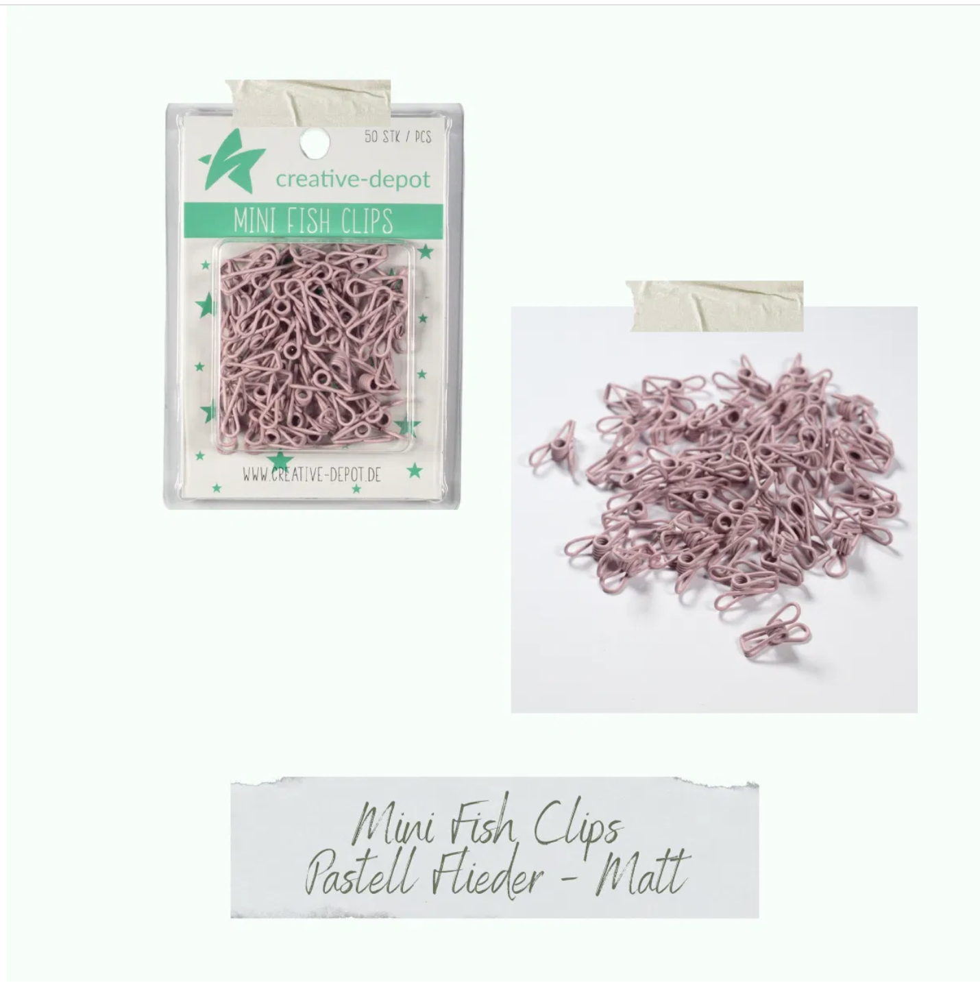 Creative Depo: Mini Fish Clip - Pastell Flieder - Matt - 50 Stück