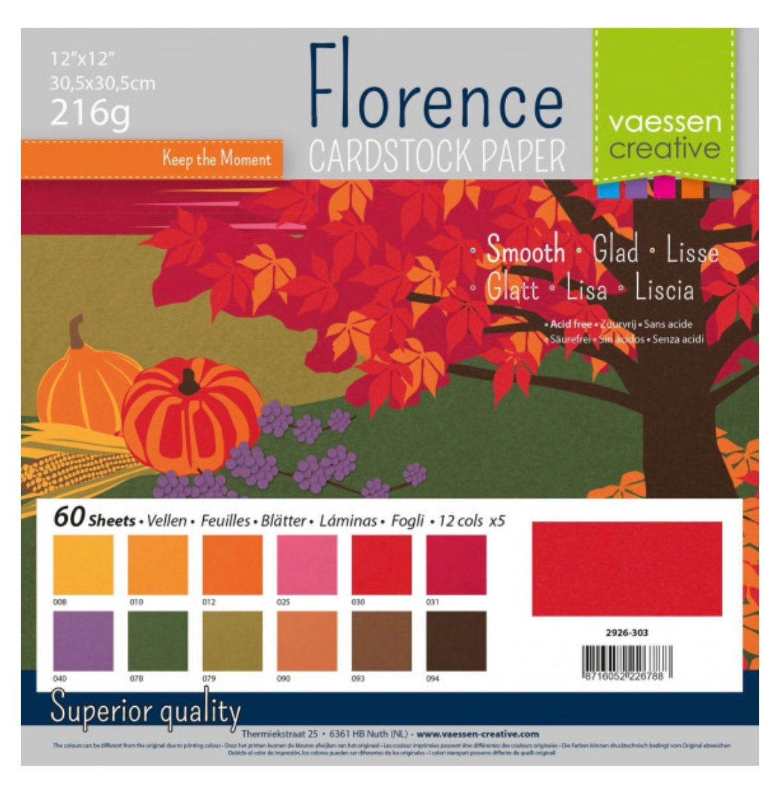 Designpapier uni 60 Blatt 30,5 x 30,5cm Herbst