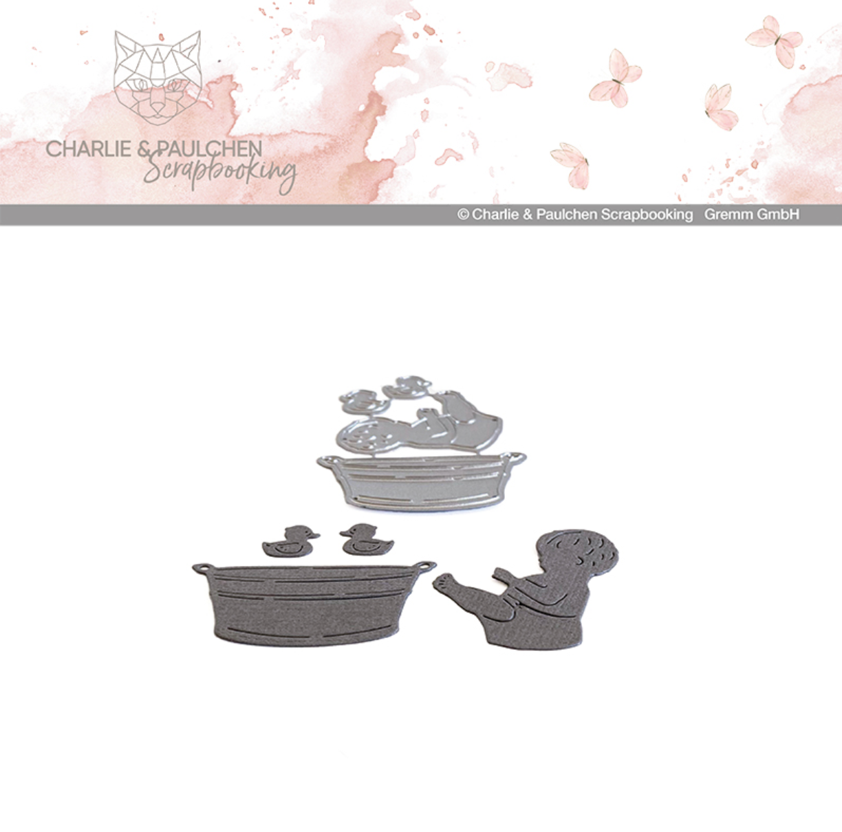 Charlie und Paulchen: Stanzform Bébé doux – Baby in Zinkwanne