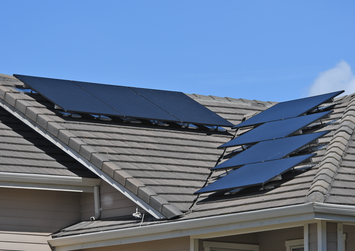 Solar panels on roof of house