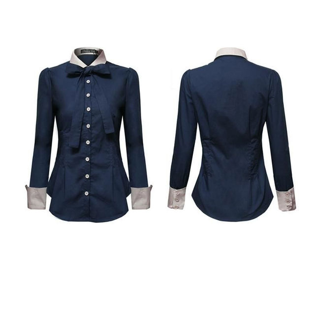 Thumbnail: Blusa Social Feminina Azul Marinho