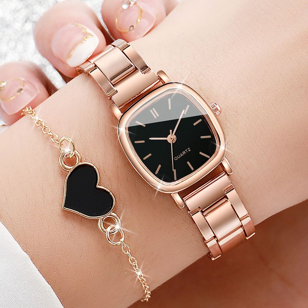 Miniatura: Conjunto Feminino Relógio + Pulseiras em Ouro Rosé