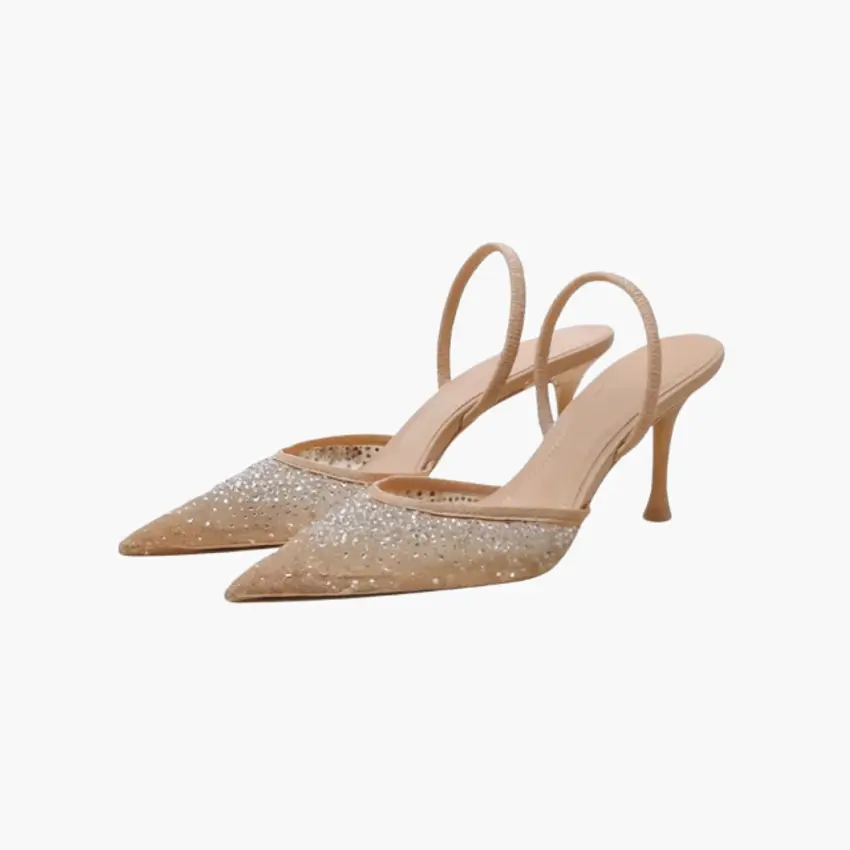 Sandália Feminina Nude com Brilho