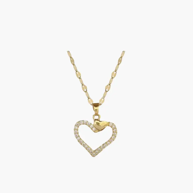 Colar de Coração de Zircônia em Ouro
