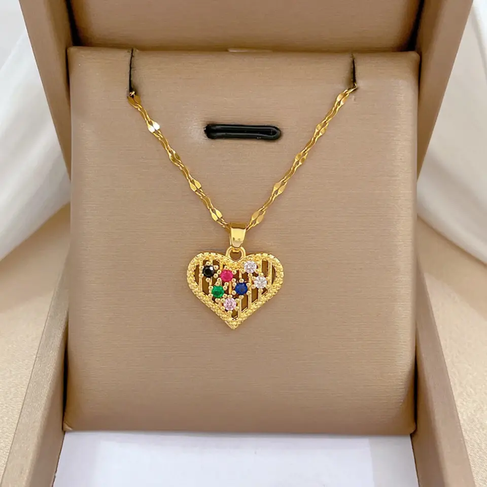 Miniatura: Colar de Coração de Zircônia em Ouro