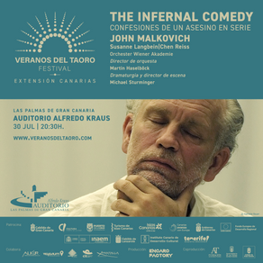 El Auditorio Alfredo Kraus recibe en julio a John Malkovich con The Infernal Comedy