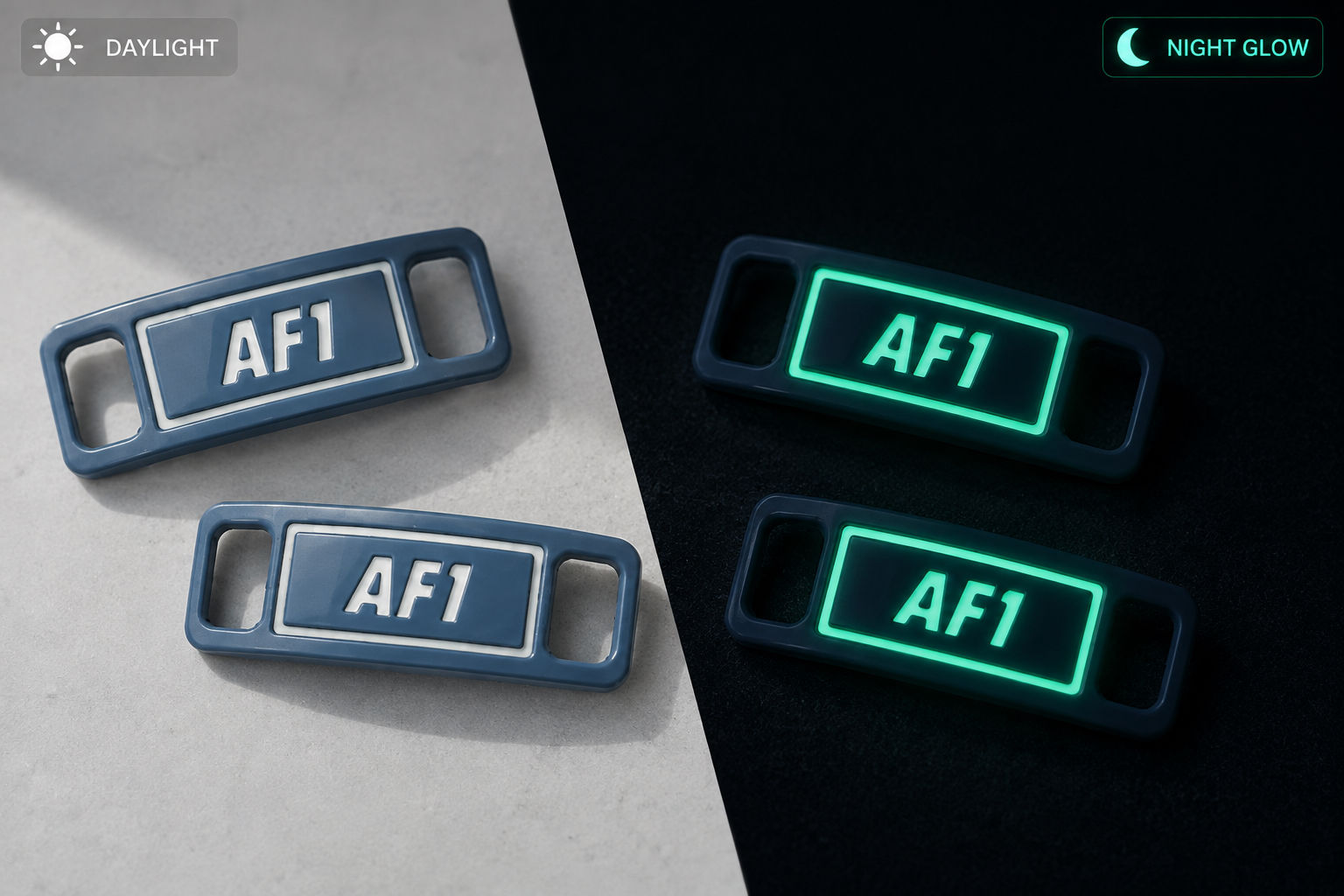 Bluegrey Glow-in-the-dark AF1 Buckles
