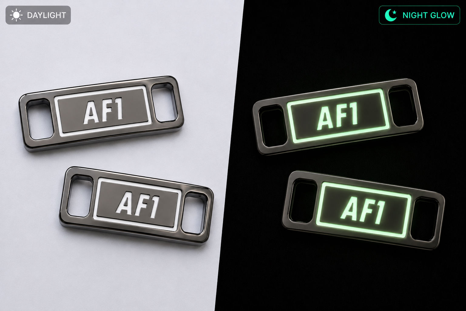 Gun Metal Glow-in-the-dark AF1 Buckles