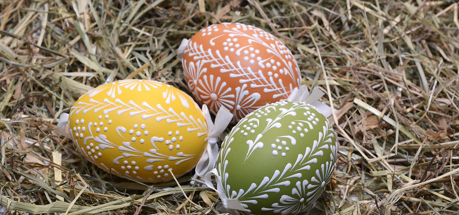 Easter Eggs on Hay