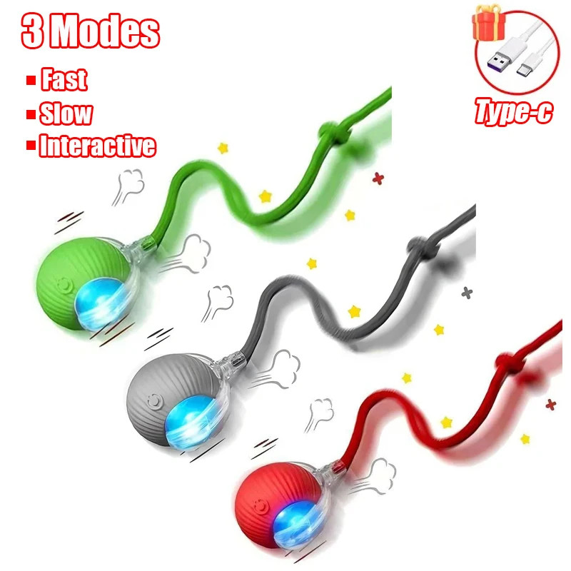 Thumbnail: New Cat Interactive Ball Toy Automatic Rolling Ball Faux Tail Rechargeable Smart