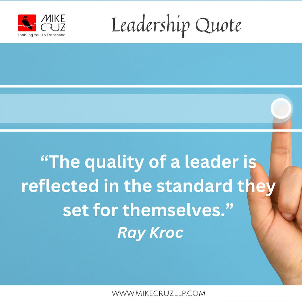 Leadership quote from Ray Kroc "The quality of a leader is reflected in the standard they set for themselves"