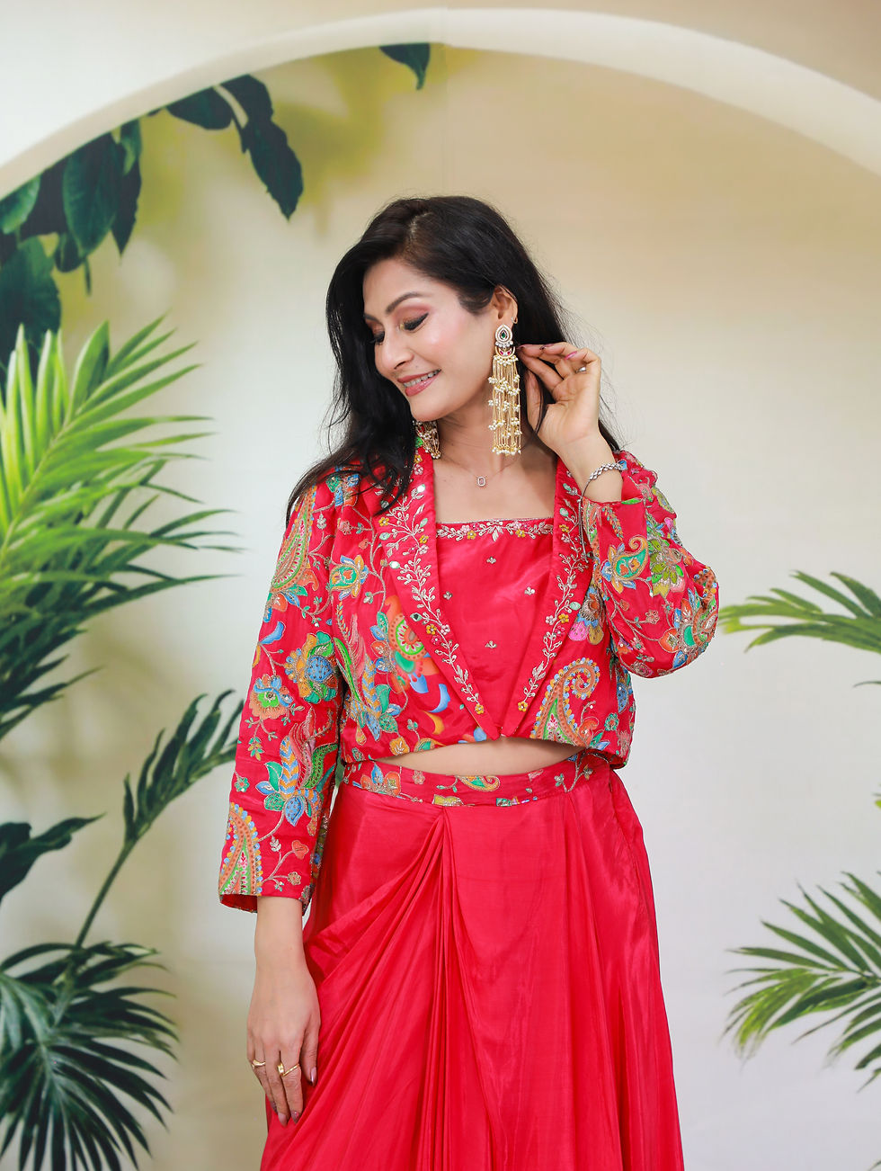 Thumbnail: Pink Jacket Draped Dress